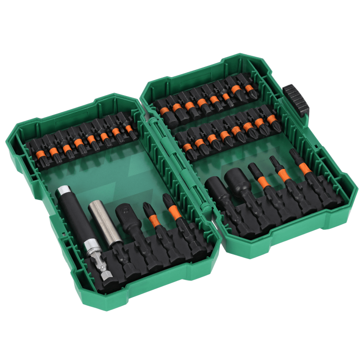 Zestaw bitów udarowych ze stali S2 25mm i 50mm, nasadek oraz adapterów, 34elem. STALCO S-13730