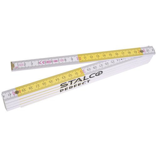Miara składana drewniania 2m biało-żółta STALCO PERFECT S-65402