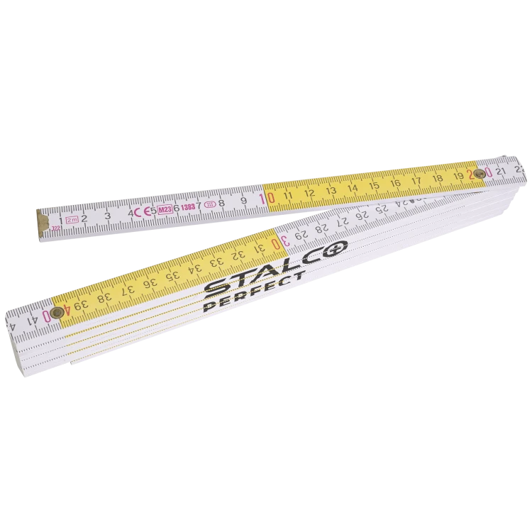 Miara składana drewniania 2m biało-żółta STALCO PERFECT S-65402