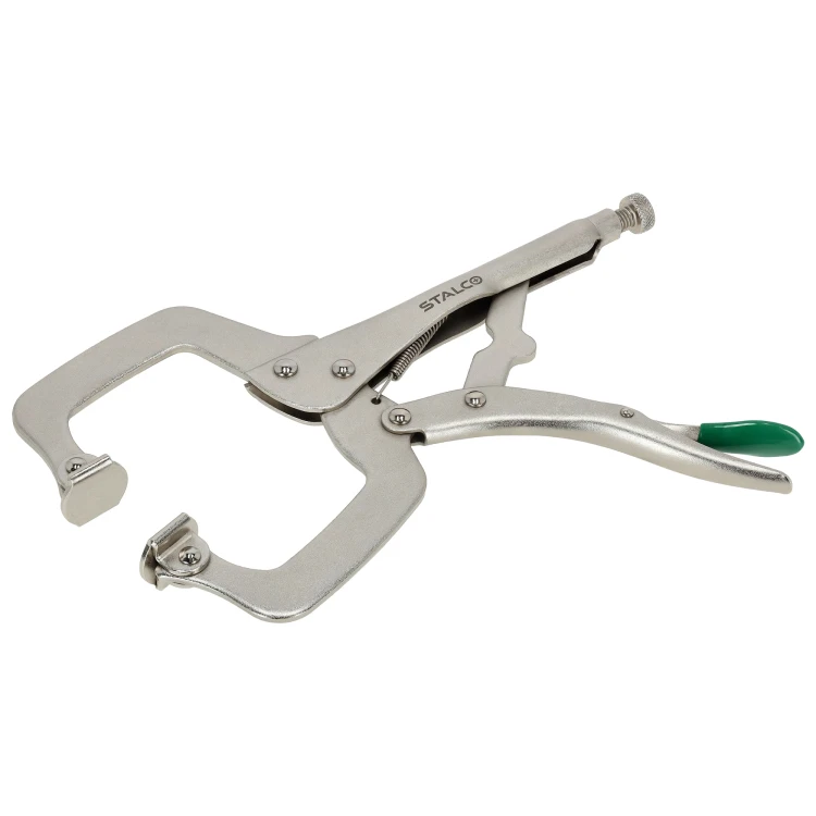 Szczypce spawanicze klamrowe, zatrzaskowe, wachliwe końcówki 280mm STALCO S011914305