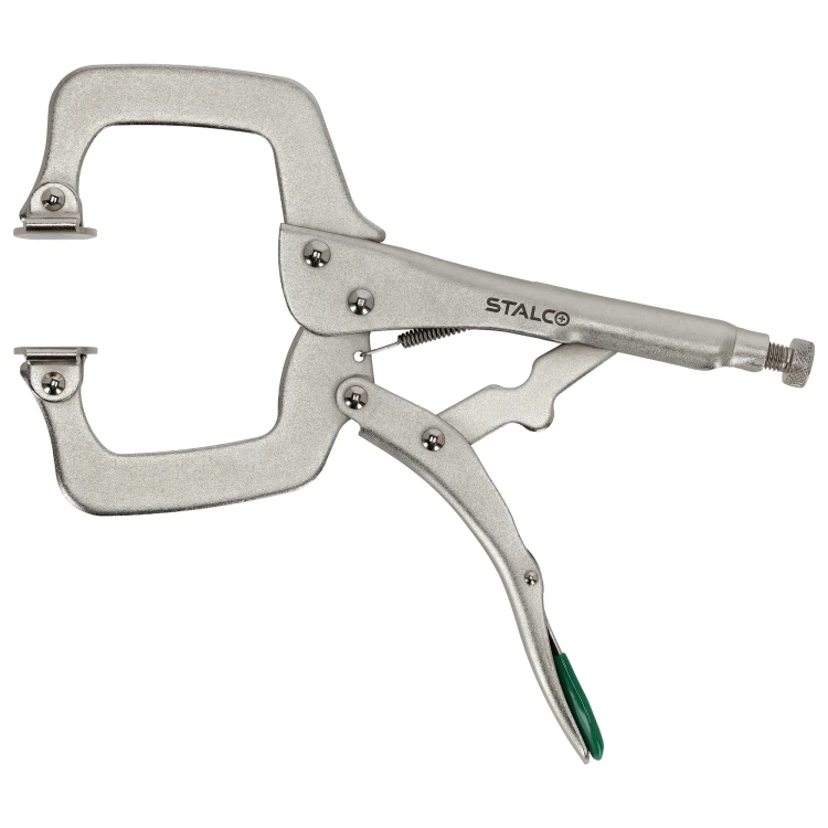 Szczypce spawanicze klamrowe, zatrzaskowe, wachliwe końcówki 280mm STALCO S011914305