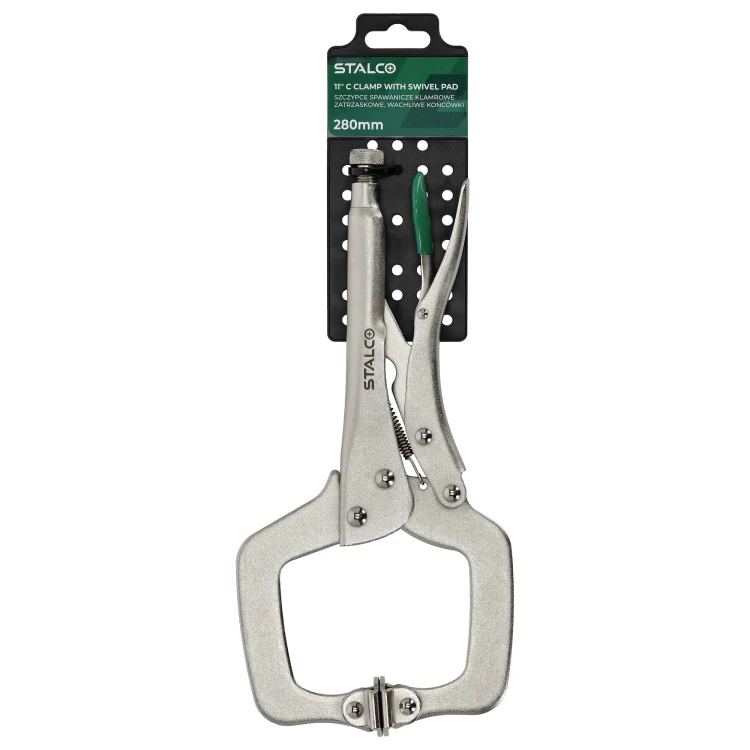 Szczypce spawanicze klamrowe, zatrzaskowe, wachliwe końcówki 280mm STALCO S011914305