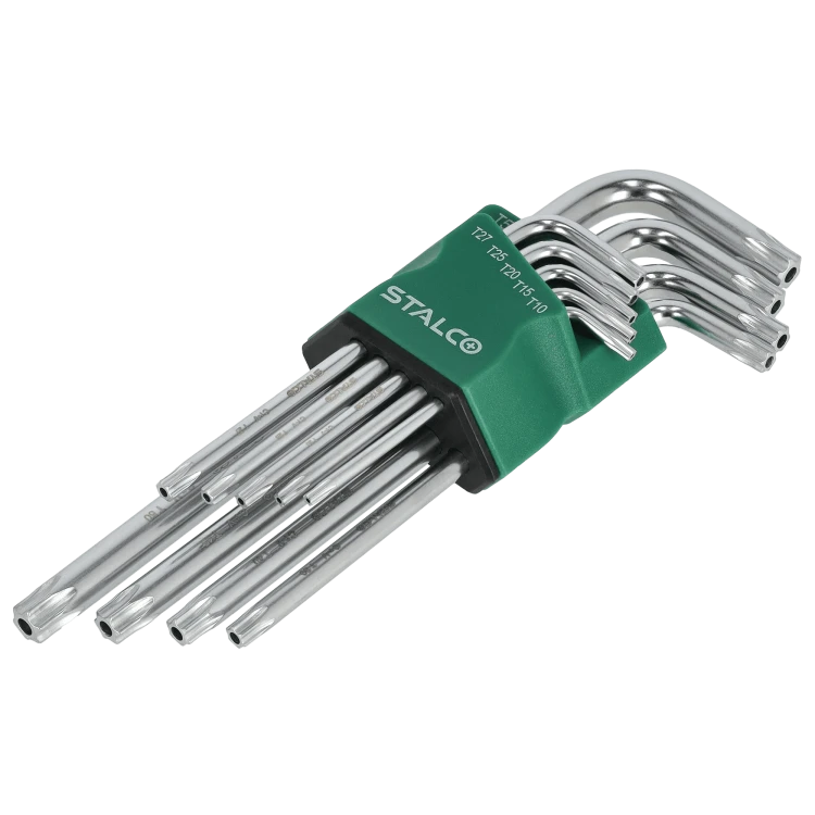Klucze Torx z otworem t10-15-20-25-27-30-40-45-50 imbusy 9elem. CrV STALCO S-46376