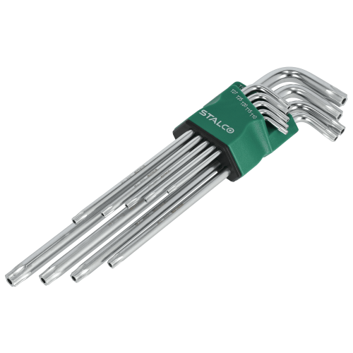 Klucze Torx z otworem t10-15-20-25-27-30-40-45-50 imbusy 9elem. CrV STALCO S-46374