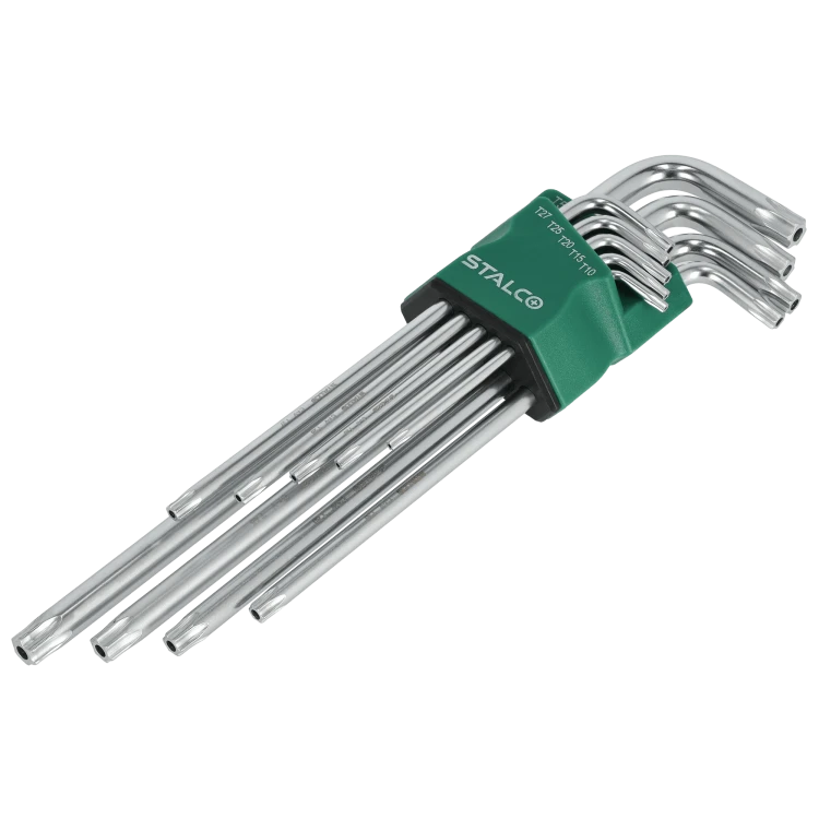 Klucze Torx z otworem t10-15-20-25-27-30-40-45-50 imbusy 9elem. CrV STALCO S-46374