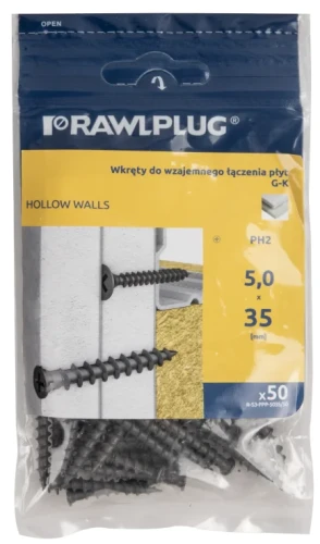 FPP Wkręty fosfatowane  do łączenia płyt G-K  5,0x35mm- worek foliowy - 50 szt.