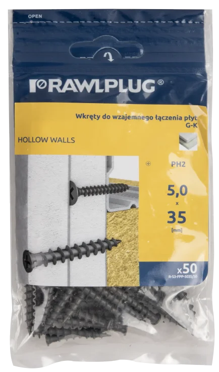 FPP Wkręty fosfatowane  do łączenia płyt G-K  5,0x35mm- worek foliowy - 50 szt.