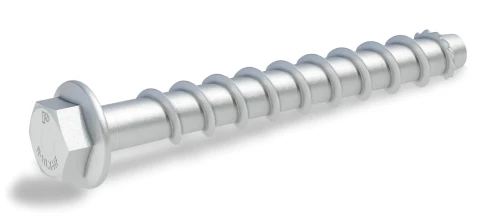 Wkręt do betonu w ocynku płatkowym z łbem heksagonalnym hartowany indukcyjnie R-HLX-HF-ZF 10/12,7x80 mm