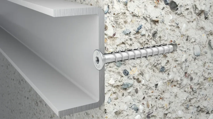 Wkręt do betonu w ocynku płatkowym z łbem stożkowym hartowany indukcyjnie R-HLX-CS-ZF 8/10.4x100 mm