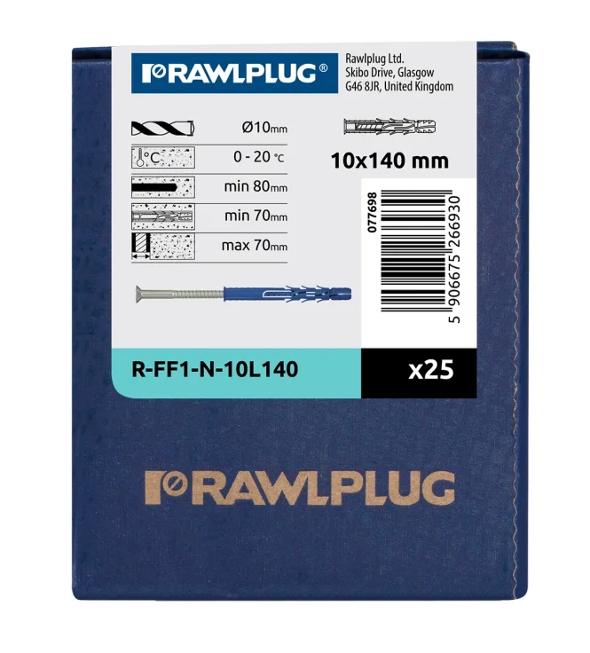 Kołek ramowy z ocynkowanym wkrętem z łbem stożkowym R-FF1 10x140 mm