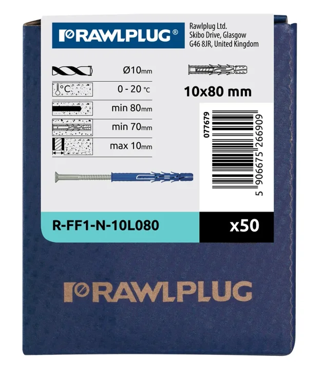 Kołek ramowy z ocynkowanym wkrętem z łbem stożkowym R-FF1 10x80  mm