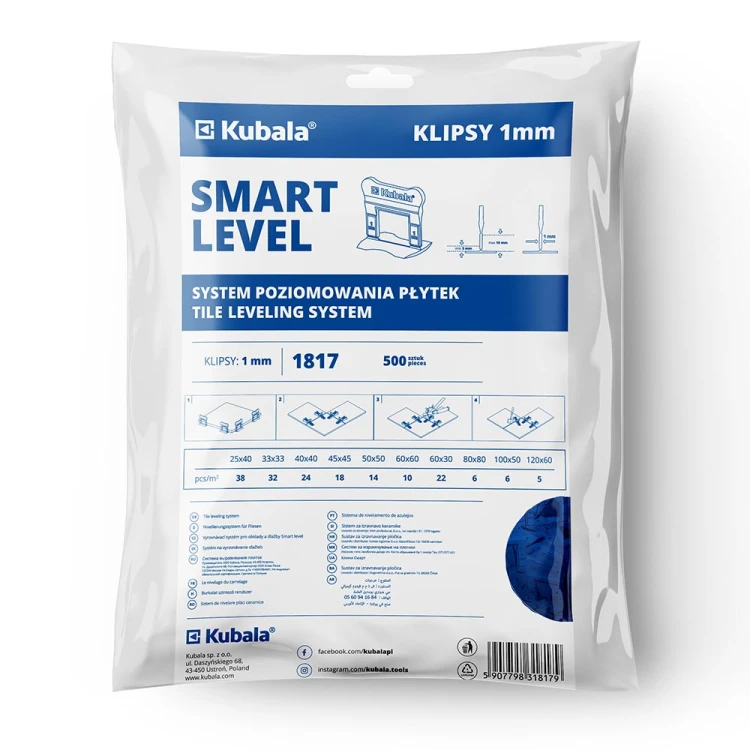 Kubala Klipsy do poziomowania płytek 'Kubala Smart Level' 1,0mm (500szt.) 1817