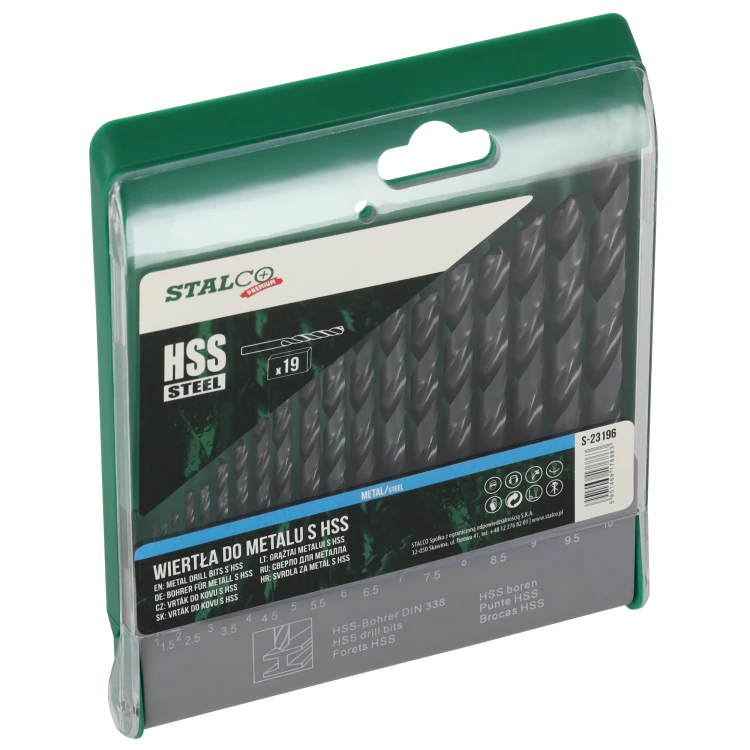 Kpl. wierteł HSS 1-10mm 19elm. STALCO S-23196