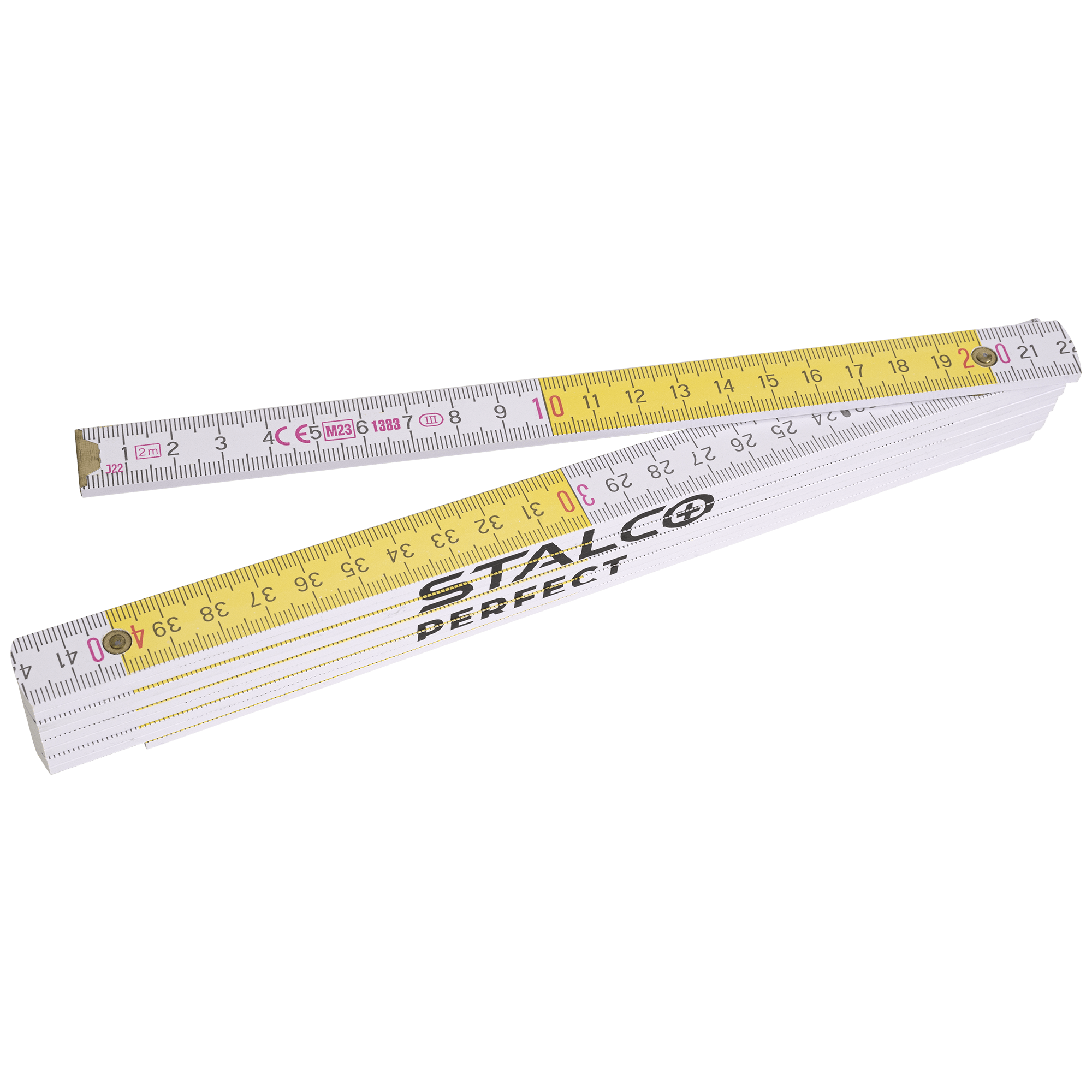 Miara składana drewniania 2m biało-żółta STALCO PERFECT S-65402