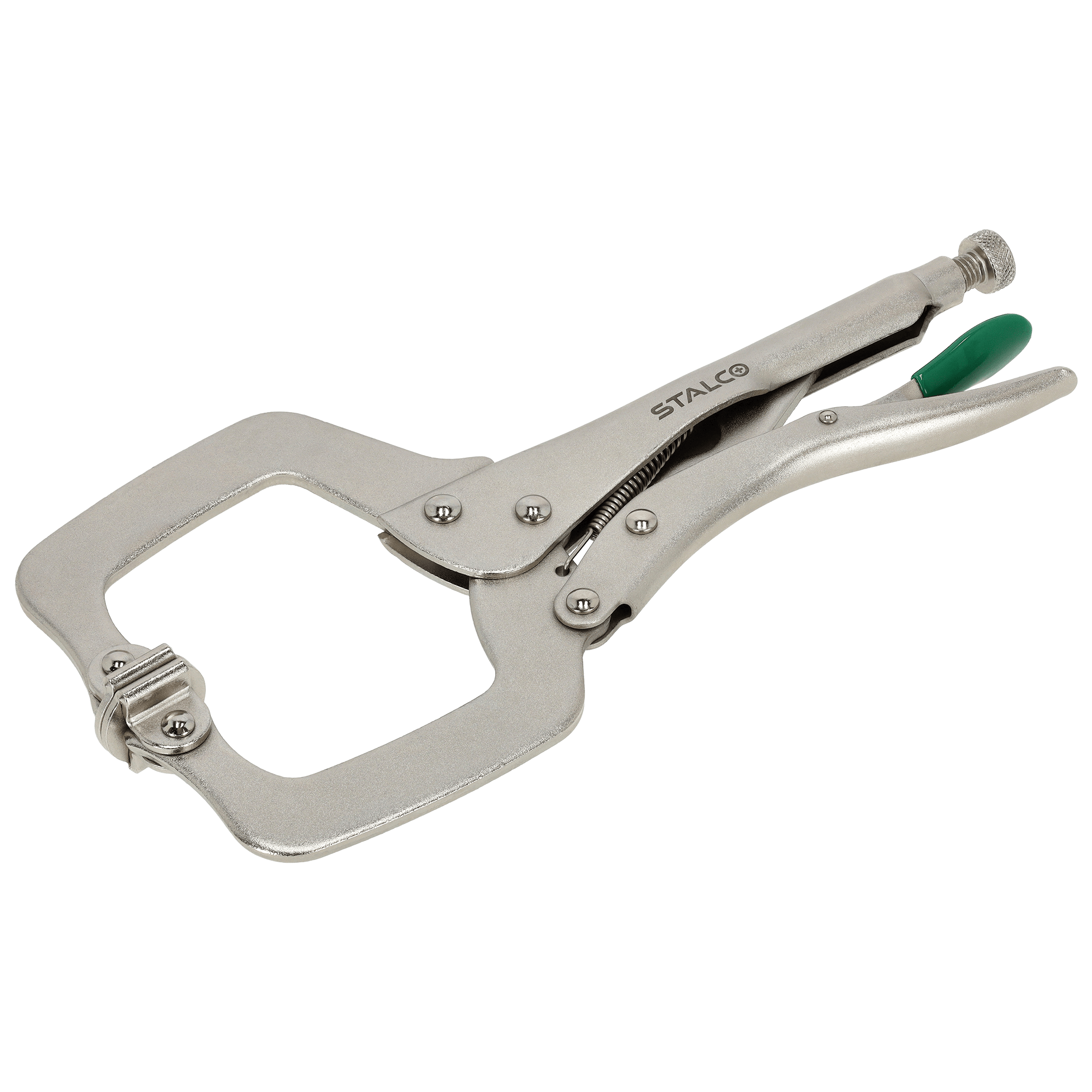 Szczypce spawanicze klamrowe, zatrzaskowe, wachliwe końcówki 280mm STALCO S011914305