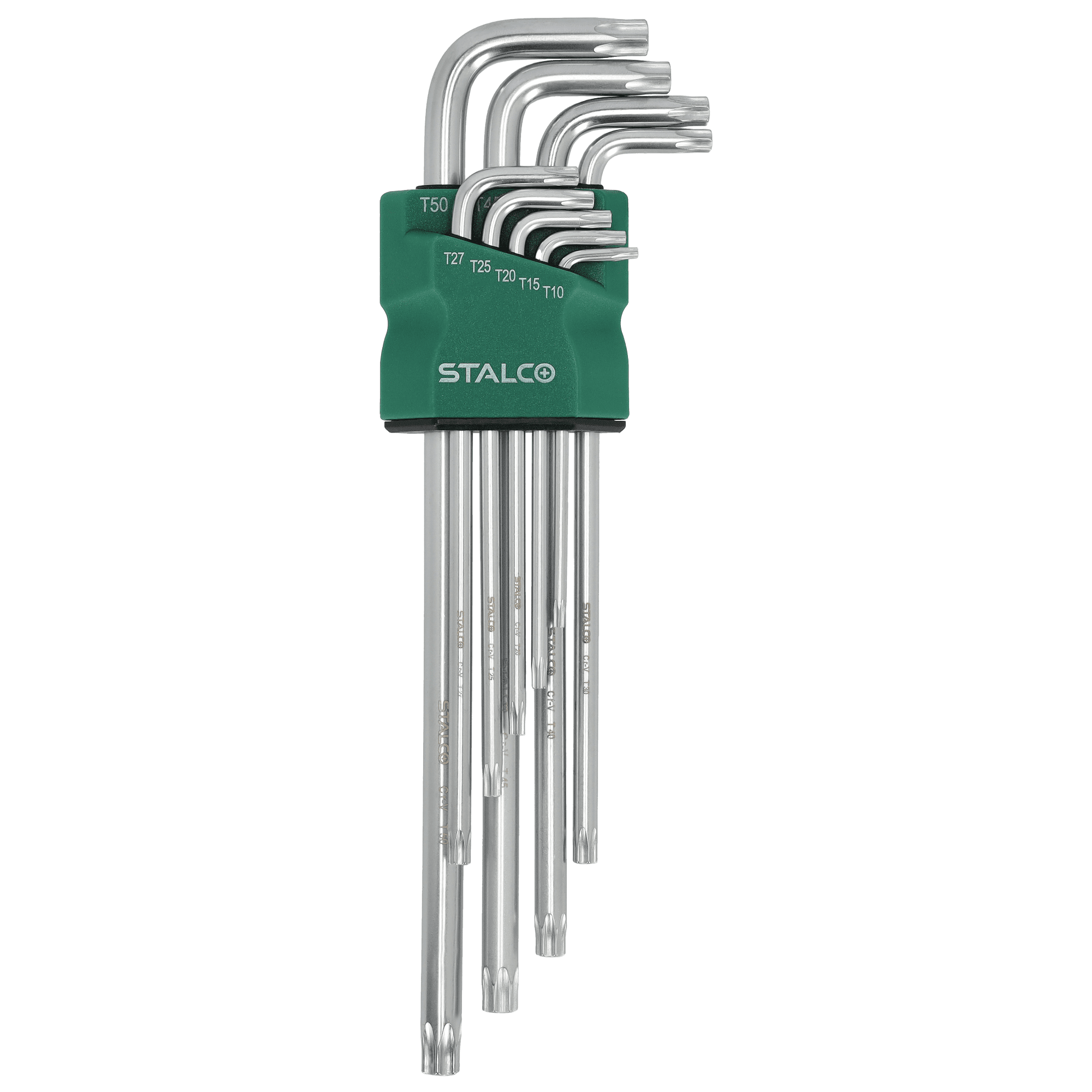Klucze Torx z otworem t10-15-20-25-27-30-40-45-50 imbusy 9elem. CrV STALCO S-46374