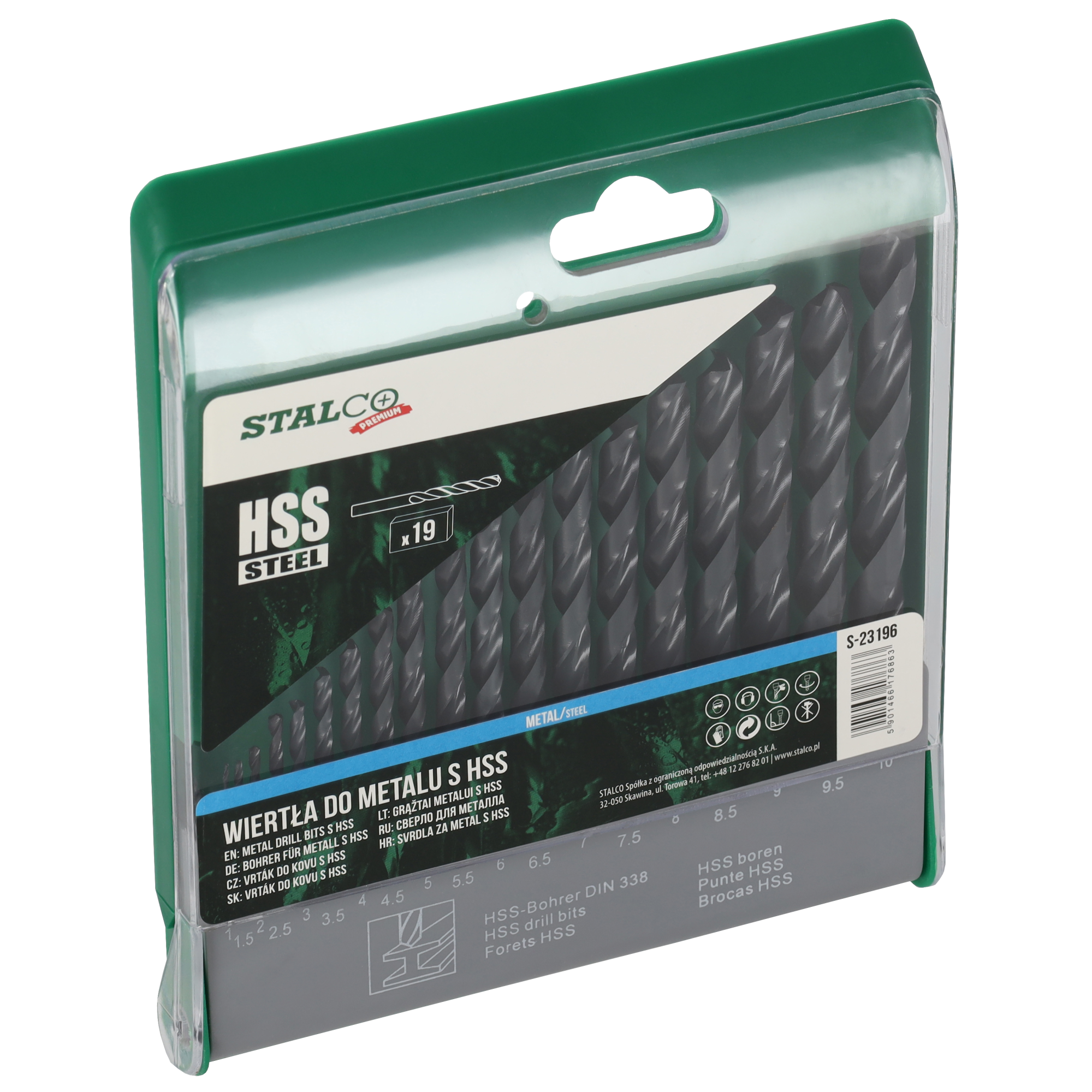 Kpl. wierteł HSS 1-10mm 19elm. STALCO S-23196